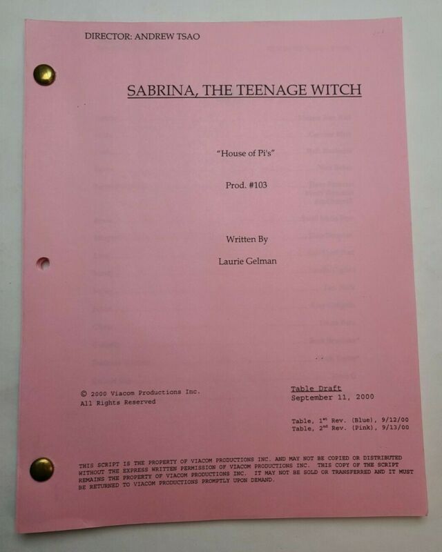 SABRINA THE TEENAGE WITCH / Laurie Gelman 2000 TV Script, "House of Pi