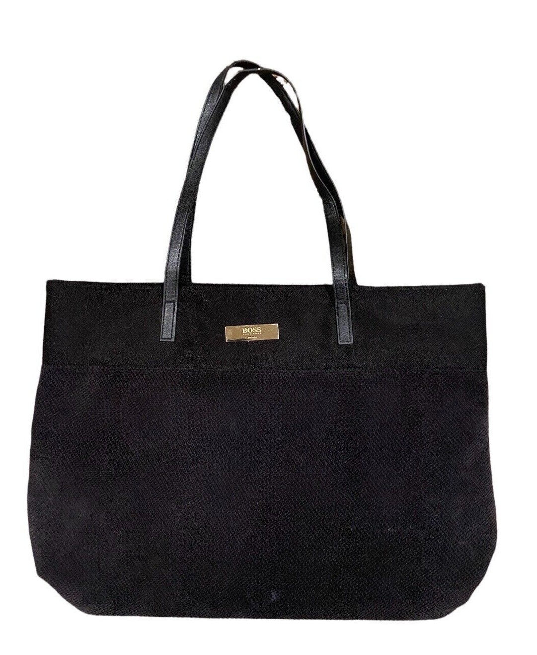 【Hugo Boss】Woman Tote Bags 2Colors BOSS - Two-tone tote bag with branded strap - White