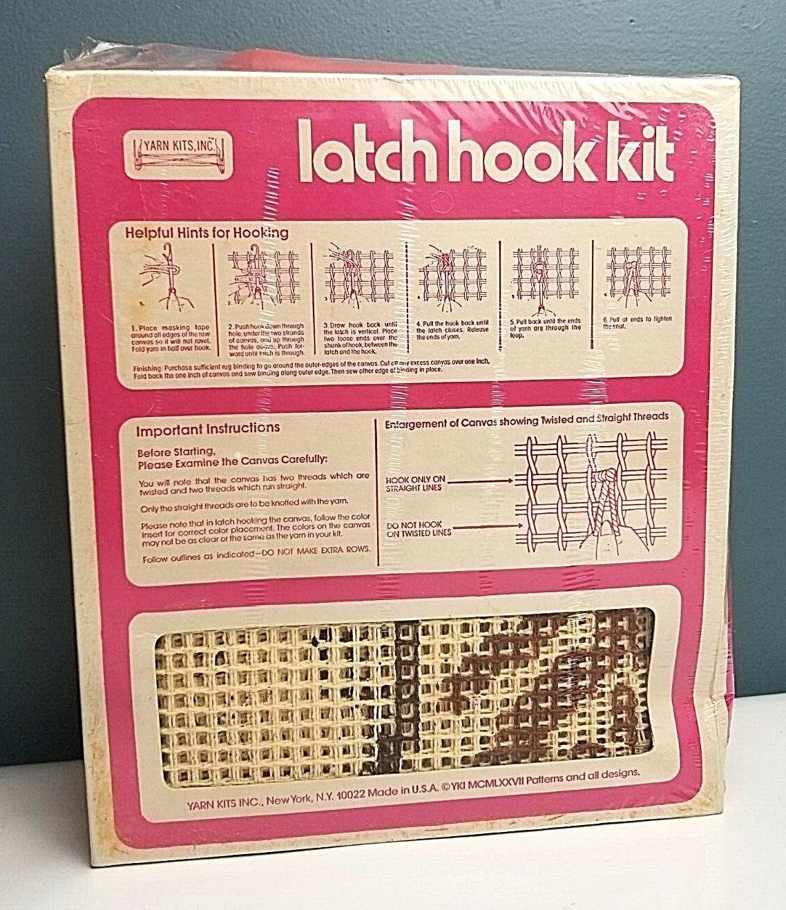 Yarn Kits INC Latch Hook Kit Owl Rug or wall 20 x 27 Complete Sealed