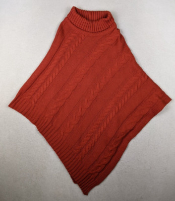 ANNA & AVA - WOMEN'S ORANGE PONCHO SWEATER - ONE SIZE