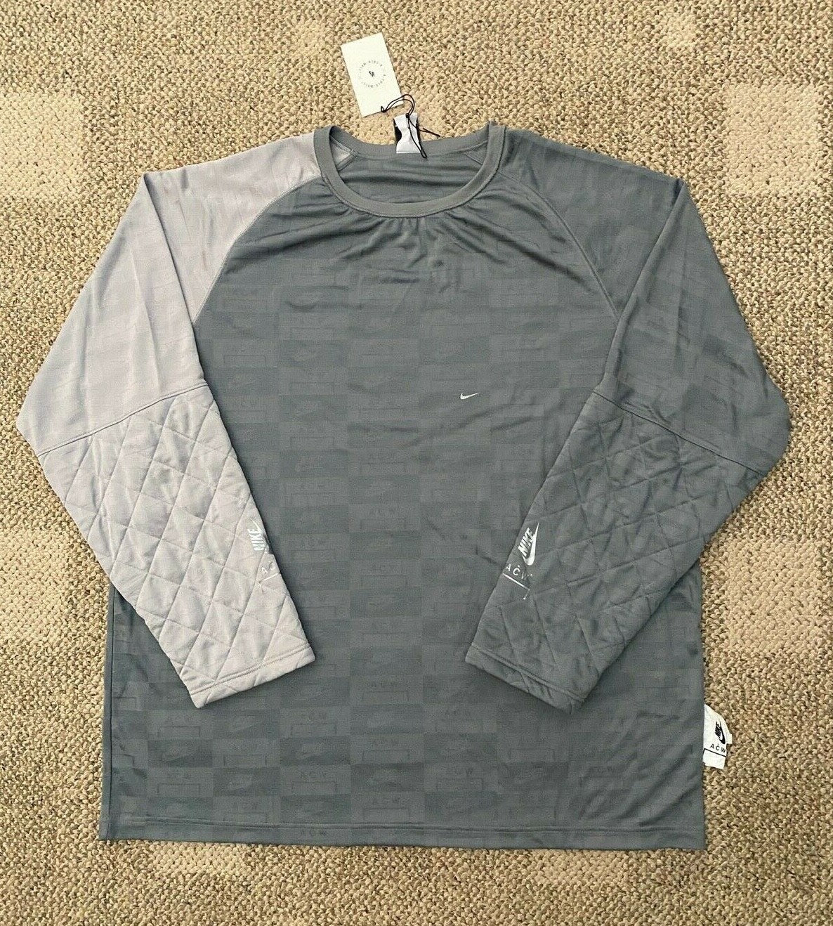 Mens Nike x A-Cold-Wall Long Sleeve Top Cool Atmosphere Gray