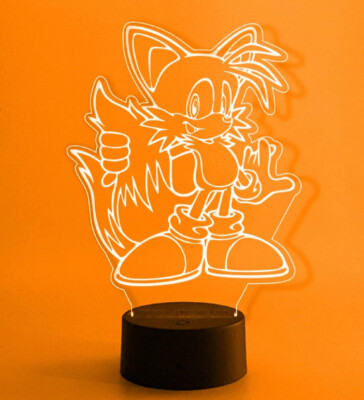 Sonic the Hedgehog Tails 3D Led Night Light 16 Color Remote FREE