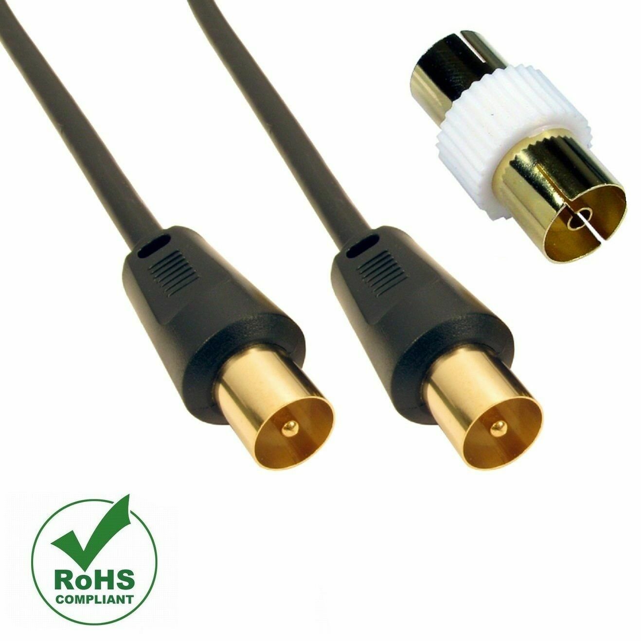 1M 20M Gold RF Coaxial Aerial Coax Television Cable Male Extension TV