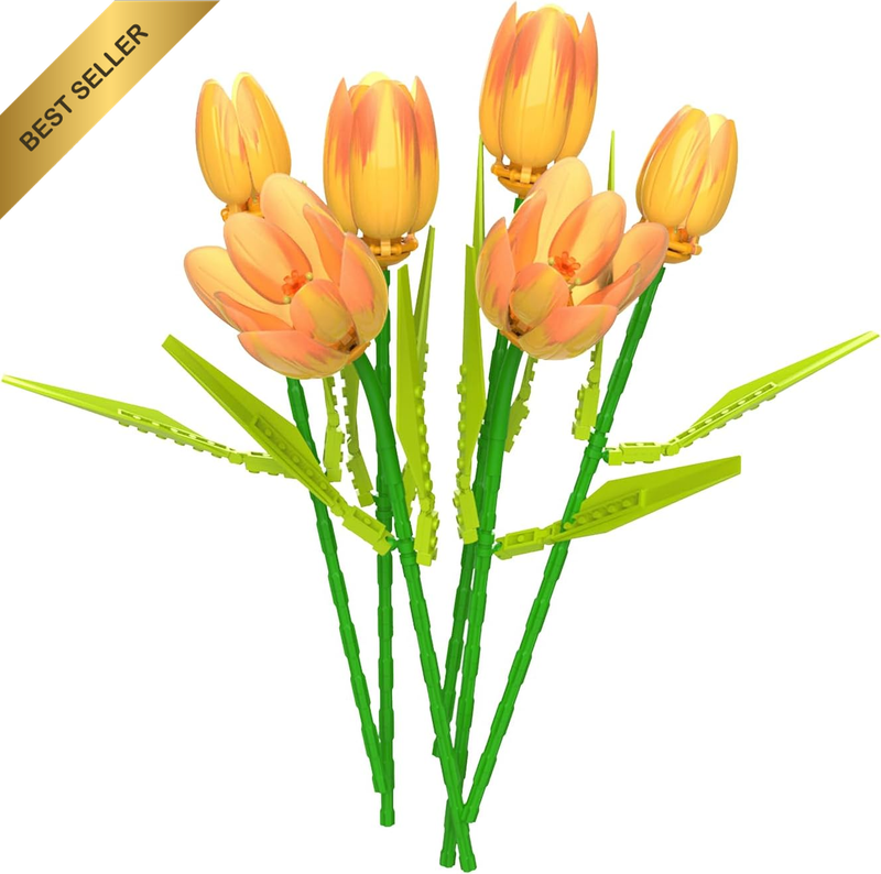 Tulip Flower Building Blocks Set Artificial Flowers – DIY Botanical Bouquet Kit
