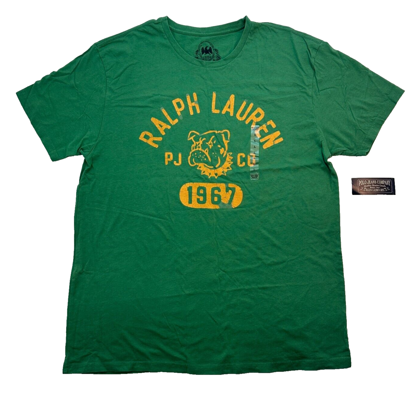 Джинсы-поло Ralph Lauren, мужская футболка из 100% хлопка, Размер XL, Зеленый лист / Желтый, Новинка