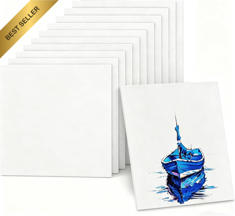10 Packs Canvas Panels,20X20Cm Blank Art Canvas for Acrylic, Oil & Watercolor Pa
