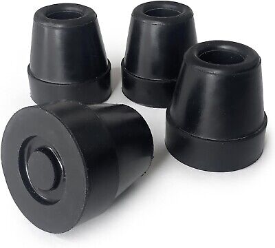 Durable Quad Cane Tips Extra Stability No-Slip Grip 1/2 Inch 4 per Box Black