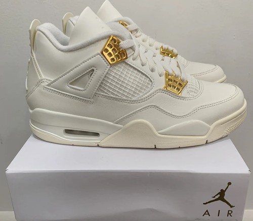 Pre-owned Jordan Air  4 Retro Metallic Gold 2024 Women Size 12w/10.5m Aq9129-170 In White