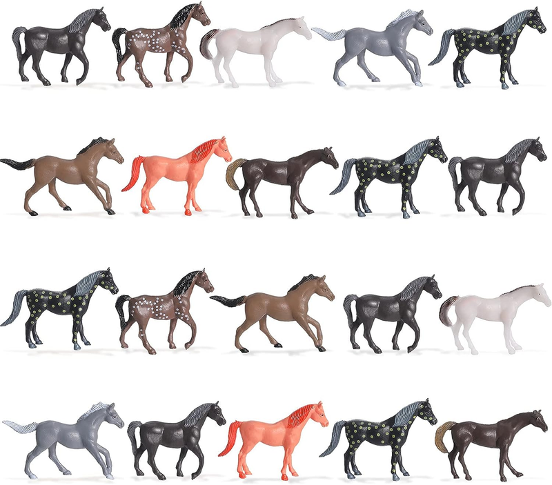 20 Pieces Plastic Small Toy Horses Bulk Small Horse Party Favors Miniature