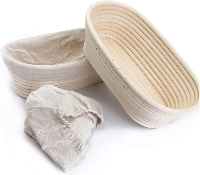 2 pack of 10 inch Sourdough Bread Bakery Basket,Oval Bread Banneton Proofing Bas