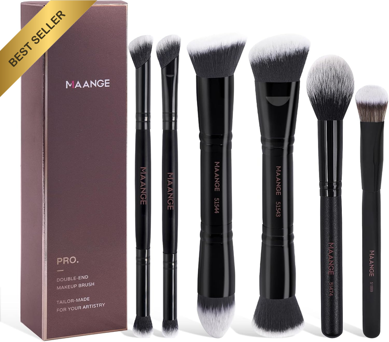6 PCS Makeup Brushes Double Sided Make up Brush for Foundation Concealer Blush E