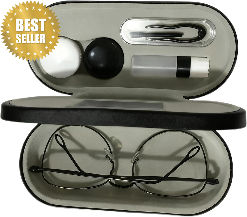 2 in 1 Contact Lens Case and Glasses Case,Double Eyeglass Case, Contact Lens Cas