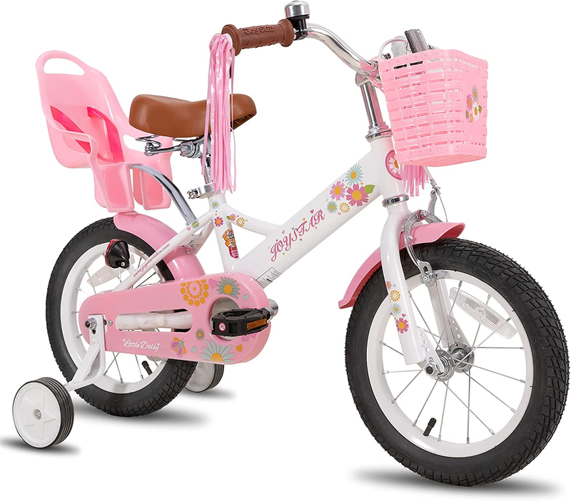 JOYSTAR Little Daisy Kids Bike for 3-7 Years Girls with Training Wheels & Front