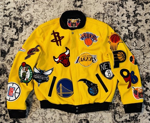 JEFF HAMILTON NBA ラプターズ カーター フットボールウェア Jeff Hamilton NBA Teams Logo Patch Wool Leather Jacket