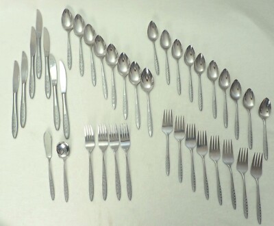 Vintage Nasco La Canada Stainless Silverware Flowers Design Japan Lot of 39