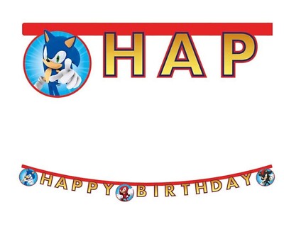 Sonic The Hedgehog Happy Birthday 2m Paper Banner Knuckles Miles Children Boys