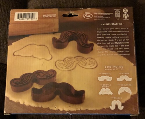 Lot (5) Genuine Fred Munchstaches Cookie Cutter; Combination Stamper/Cutter