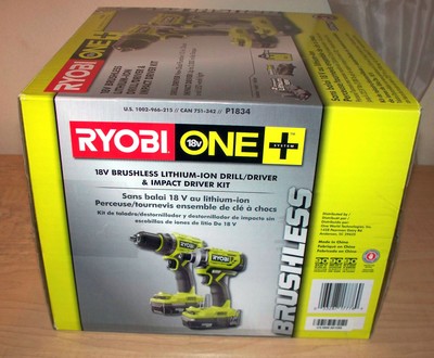 RYOBI ONE+ BRUSHLESS LI-ION DRILL / DRIVER & IMPACT KIT (P1834 ) *BRAND NEW*