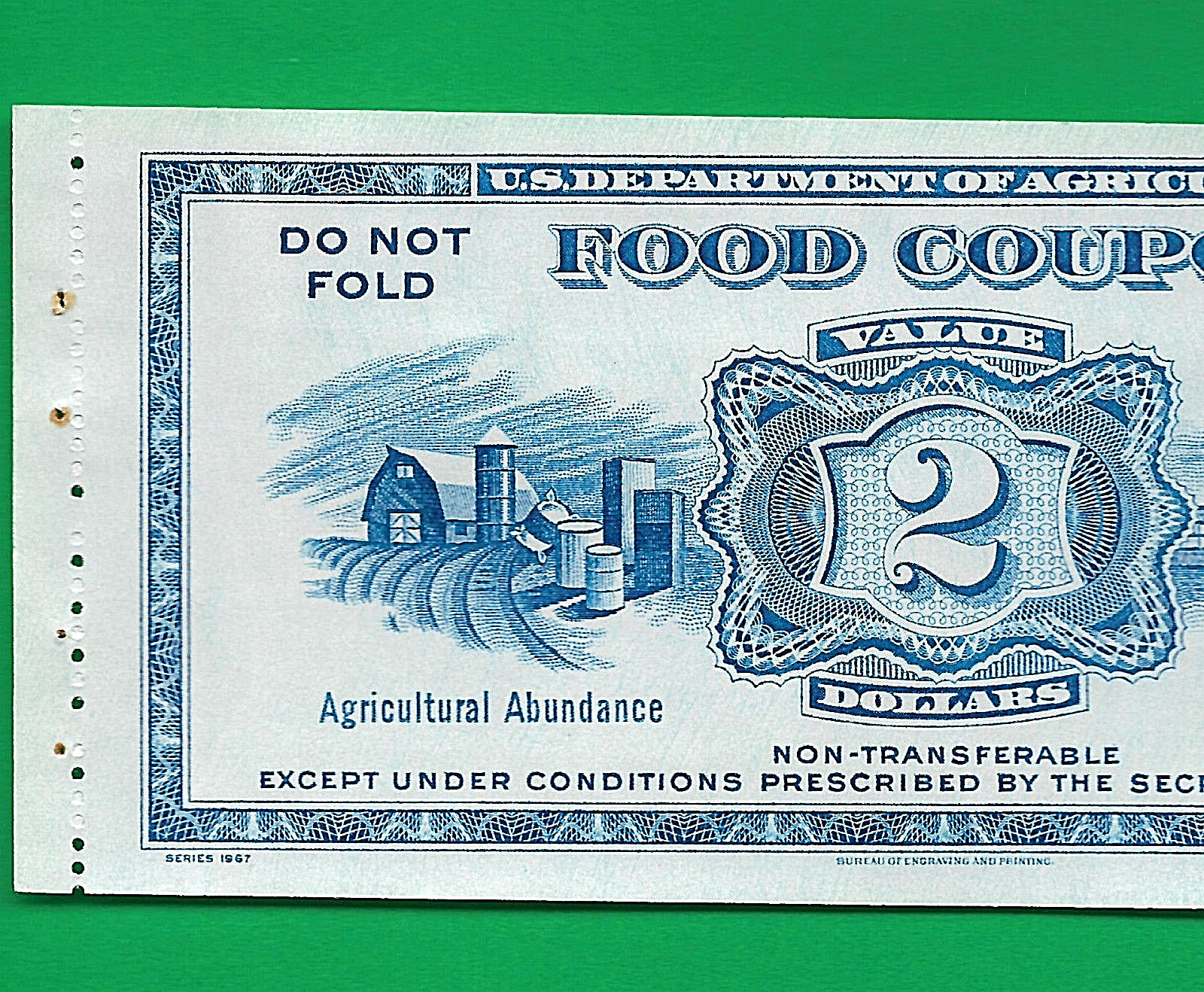 Food STAMP COUPON   $2.00 1967  circulated Banknote USDA scrip