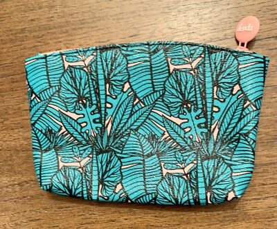 Ipsy Green Jungle Print Makeup Case Small Travel Toiletries Bag Zipper Bag Only 