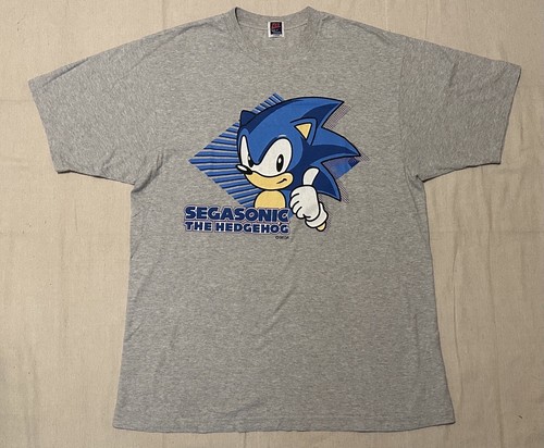 SEGA Sonic the Hedgehog Zeg Shirt 90s Vintage L Grey Japan