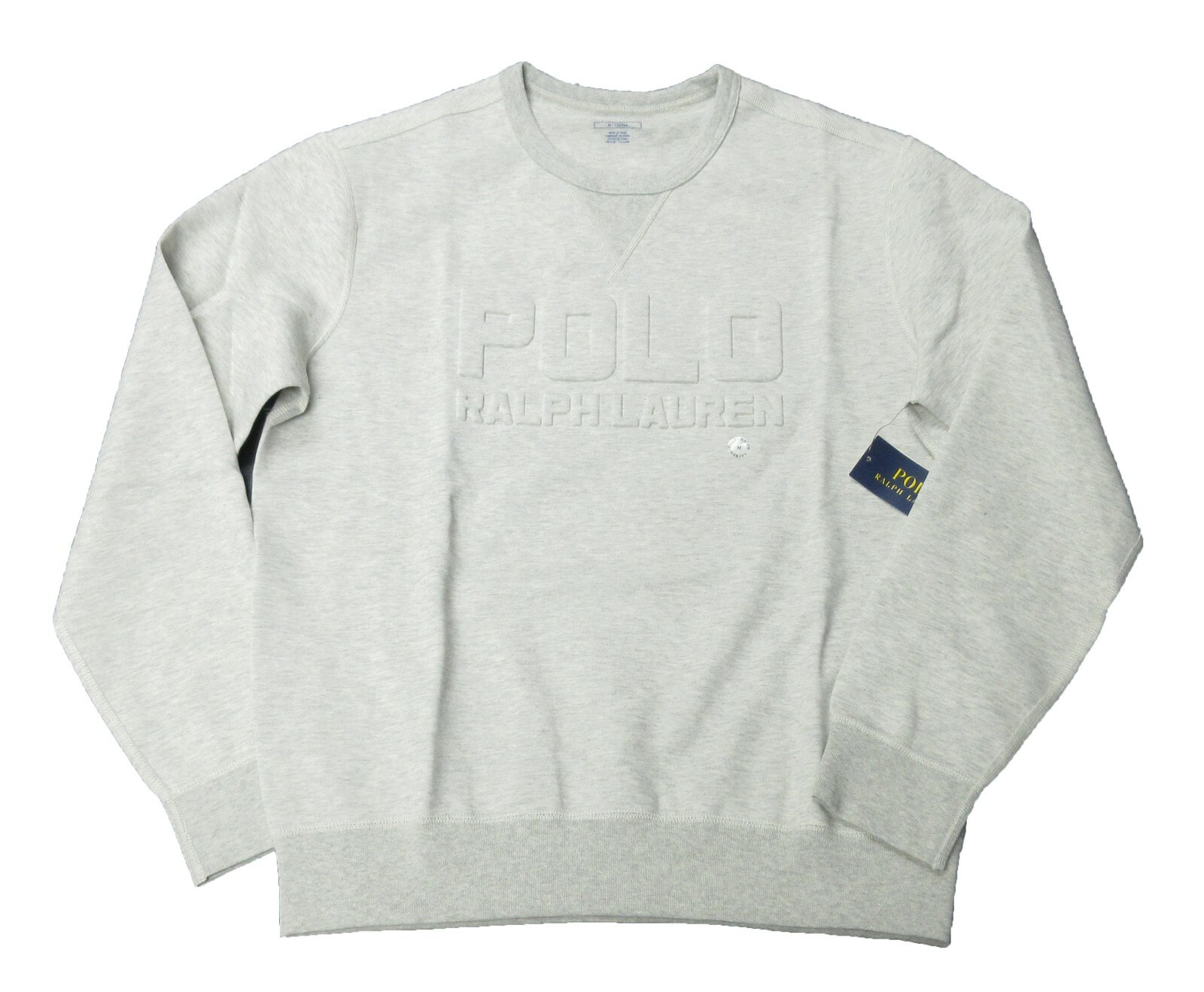 Polo Ralph Lauren Men's Grey Embossed Logo Print Double Knit Polo Ralph Lauren Men's Grey Embossed Logo Print Double Knit