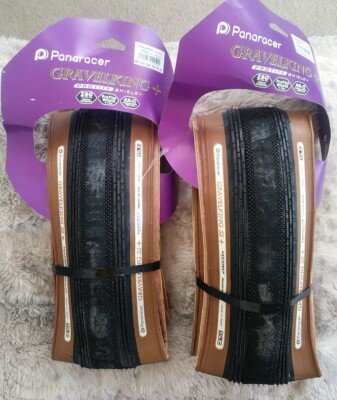 Pair Panaracer GravelKing SS+ 700x43c Tan Brown Gravel King Tubeless TLC 2 Tires