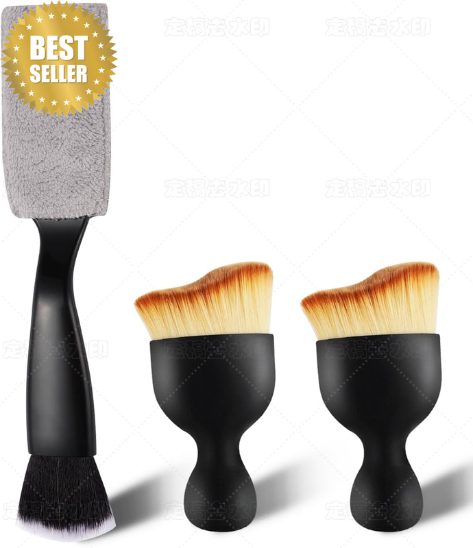 3PCS Interior Detailing Kit, Soft Dual Head Scratch-Free Brush Set