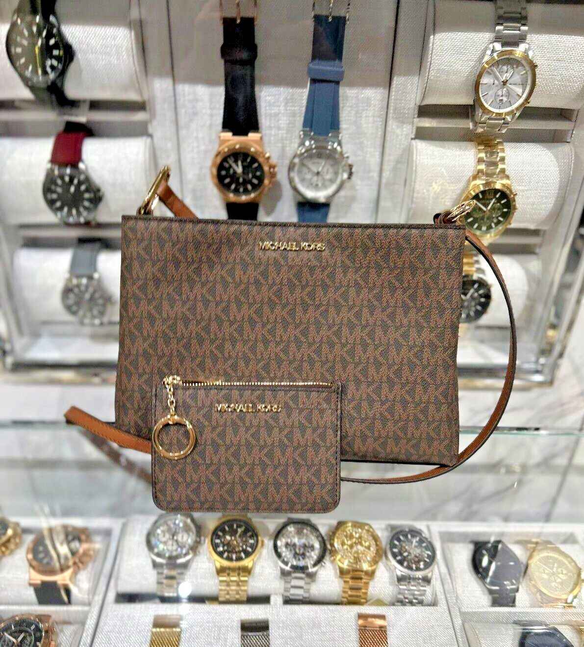Michael Kors Trisha MD Triple Compartment Crossbody Bag+Coinpouch