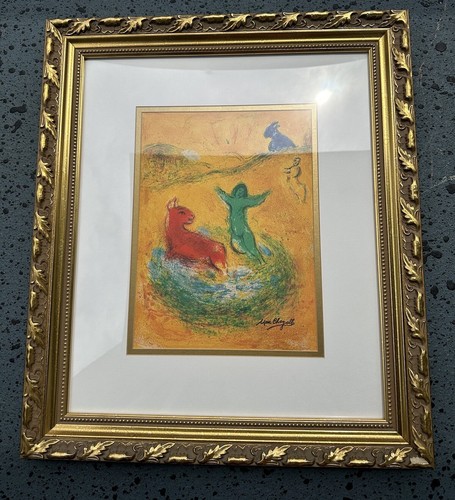 Chagall .iLithograph ケンタルルスと幅と子 Marc Chagall: Original Lithograph 