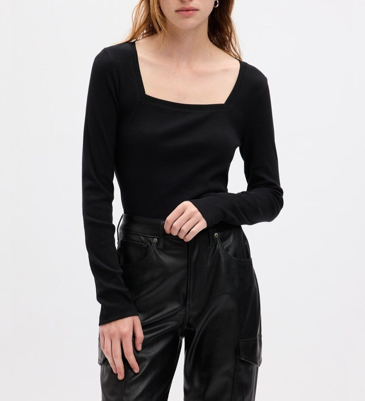 Укороченная футболка с квадратным вырезом GAP Modern Rib #824319