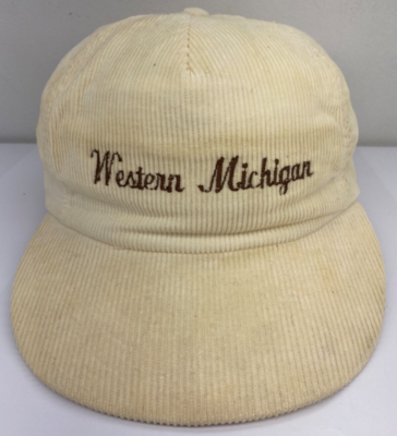 Vintage Western Michigan University Corduroy SnapBack Hat WMU College Cap Ivory