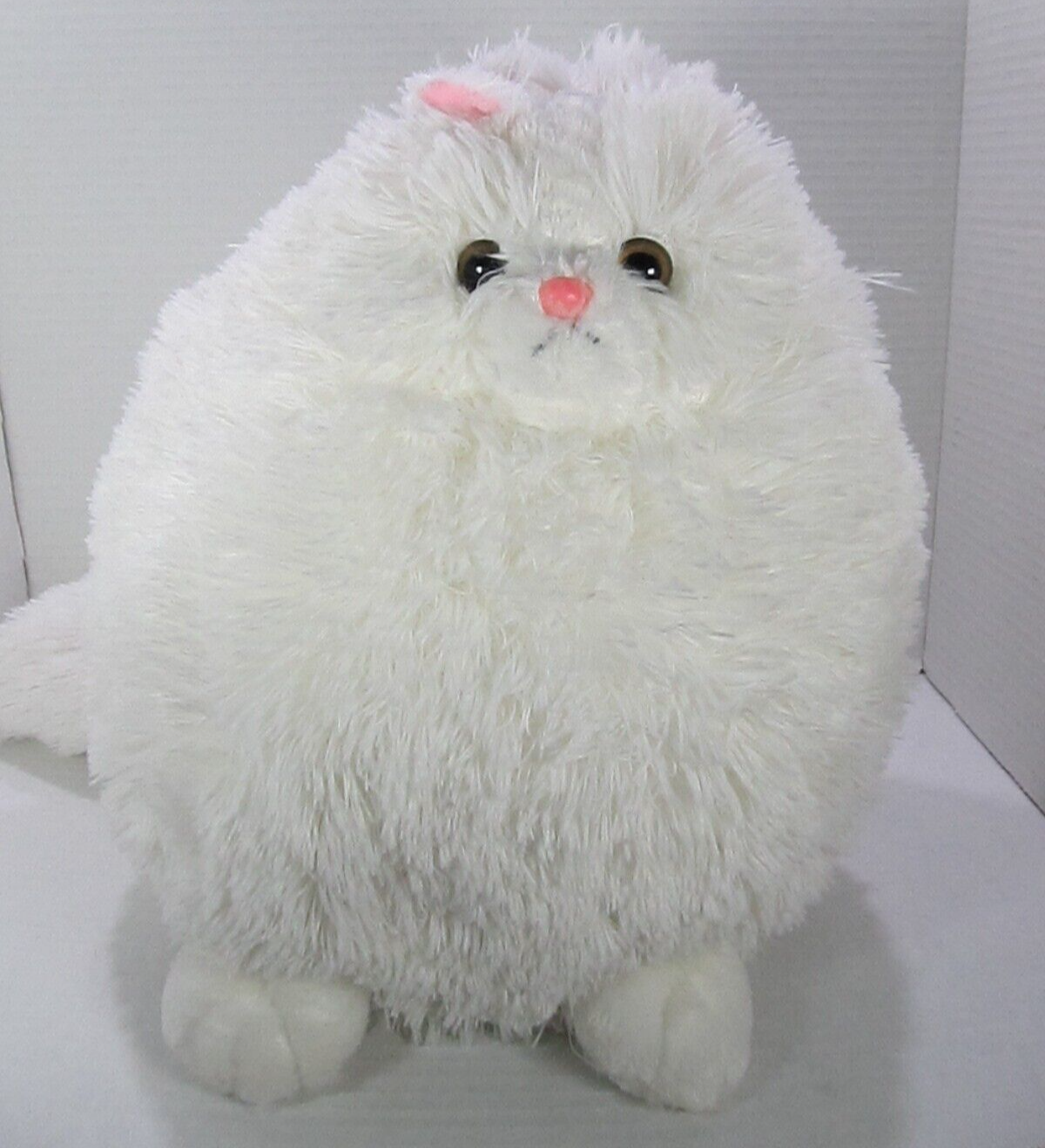 Winsterch Large Soft Fluffy Fat White Cat Plush Stuffed Animal Toy 14"