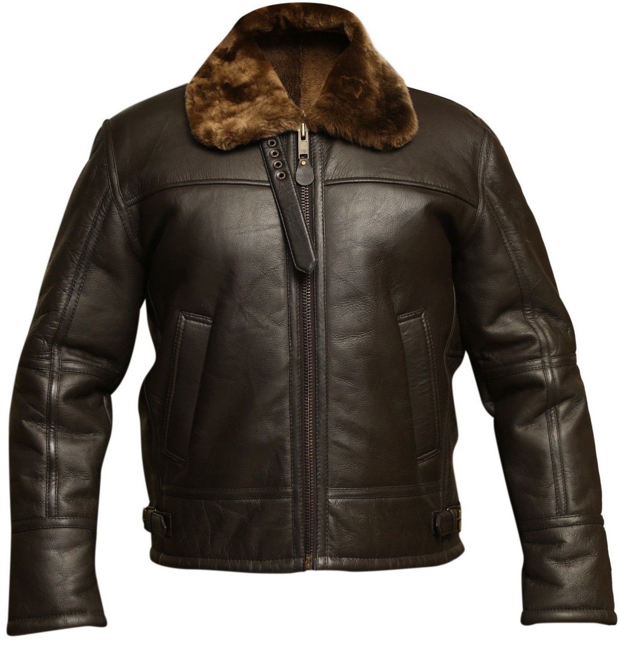 Preowned Rsh Leathercraft B3 Aviator Brown Bomber Real Shearling