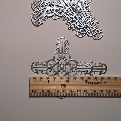 8 Metallic Silver Ornate Cross Paper Die Cuts Religious Card Making Scrapbook