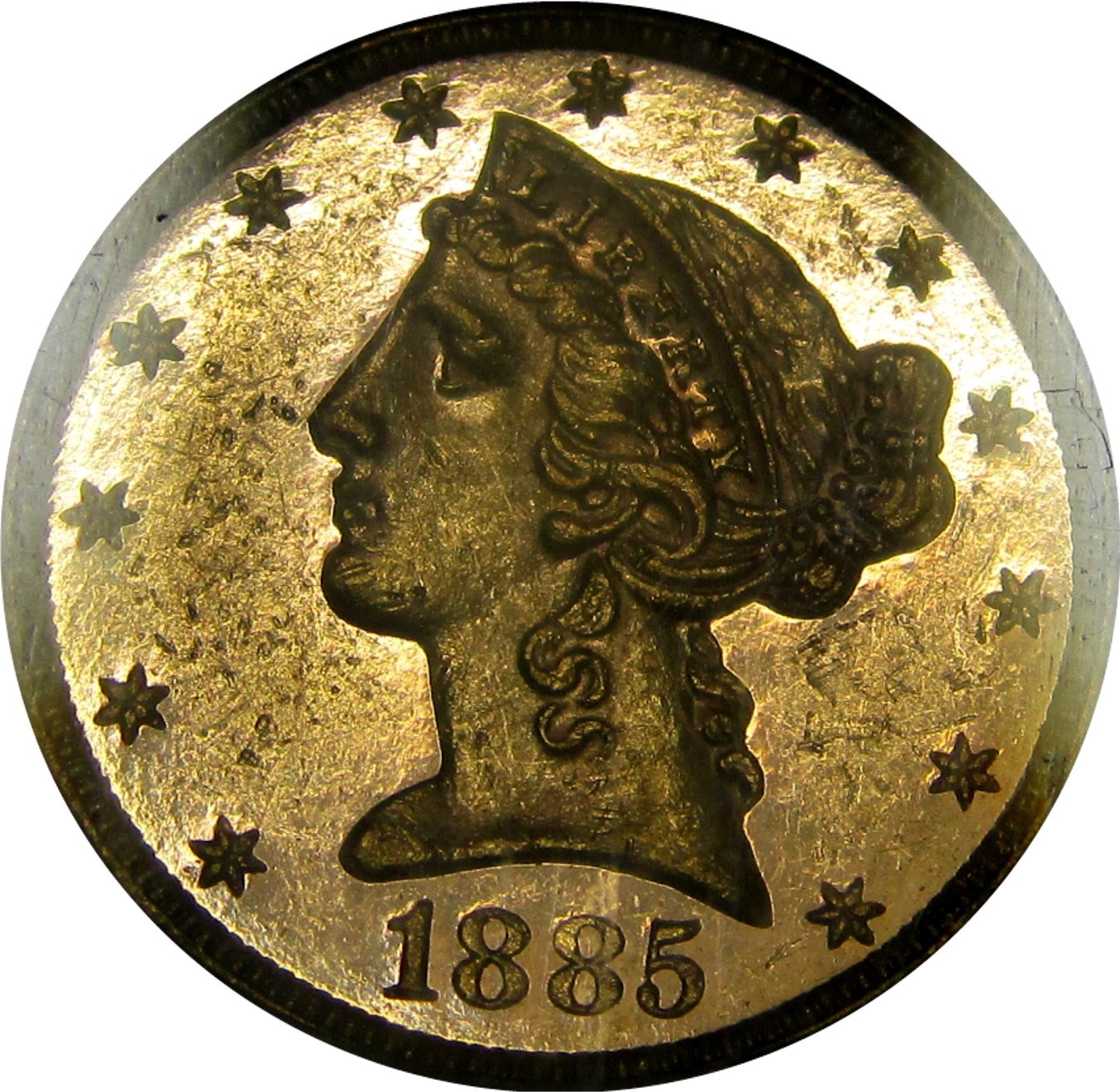 1885  $5 GOLD LIBERTY  **PROOFLIKE**  +++ CERTIFIED NGC MS-60PL +++