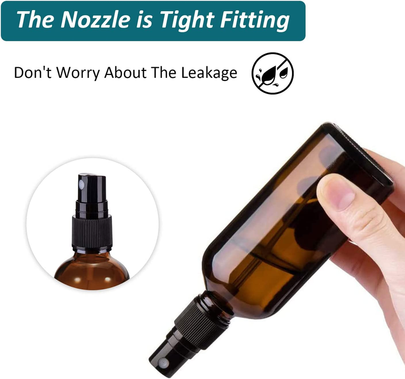2 Pack 4oz Amber Glass Spray Bottles, Essential Oils, Funnel Dropper