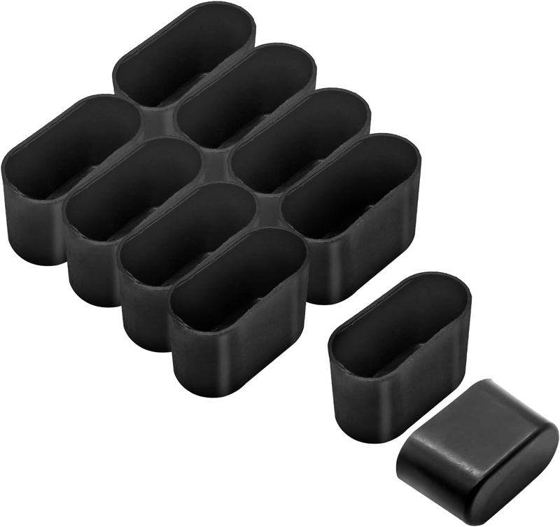 20 Pcs Black Oval Furniture Feet Covers Plastic Chair Leg Caps Floor Protectors