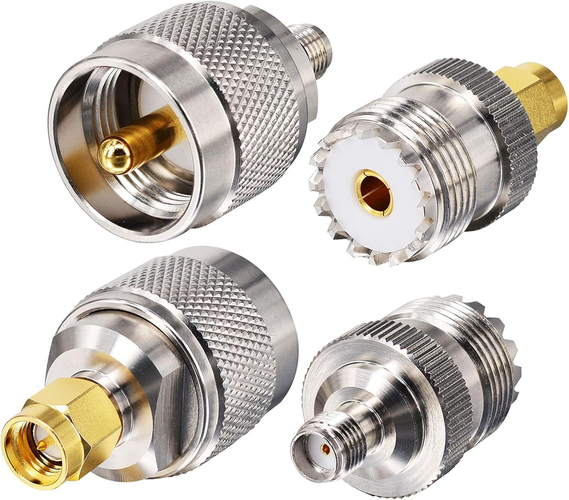 Upgraded SMA to UHF Adapter Kit (4-Pack), SMA Male/Female to PL259 SO239 Coaxial