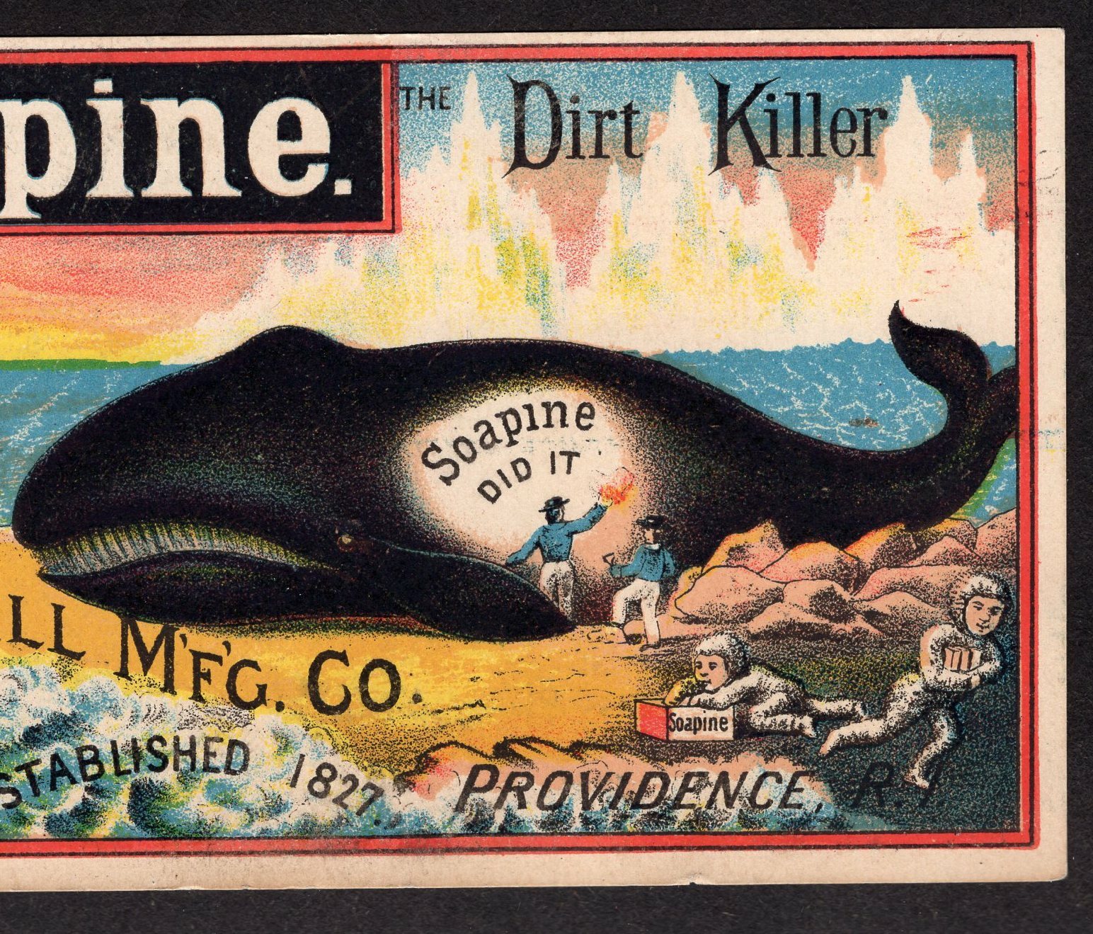 Whale 1800's Whaling Ship Soapine Soap Victorian Advertising Trade Card