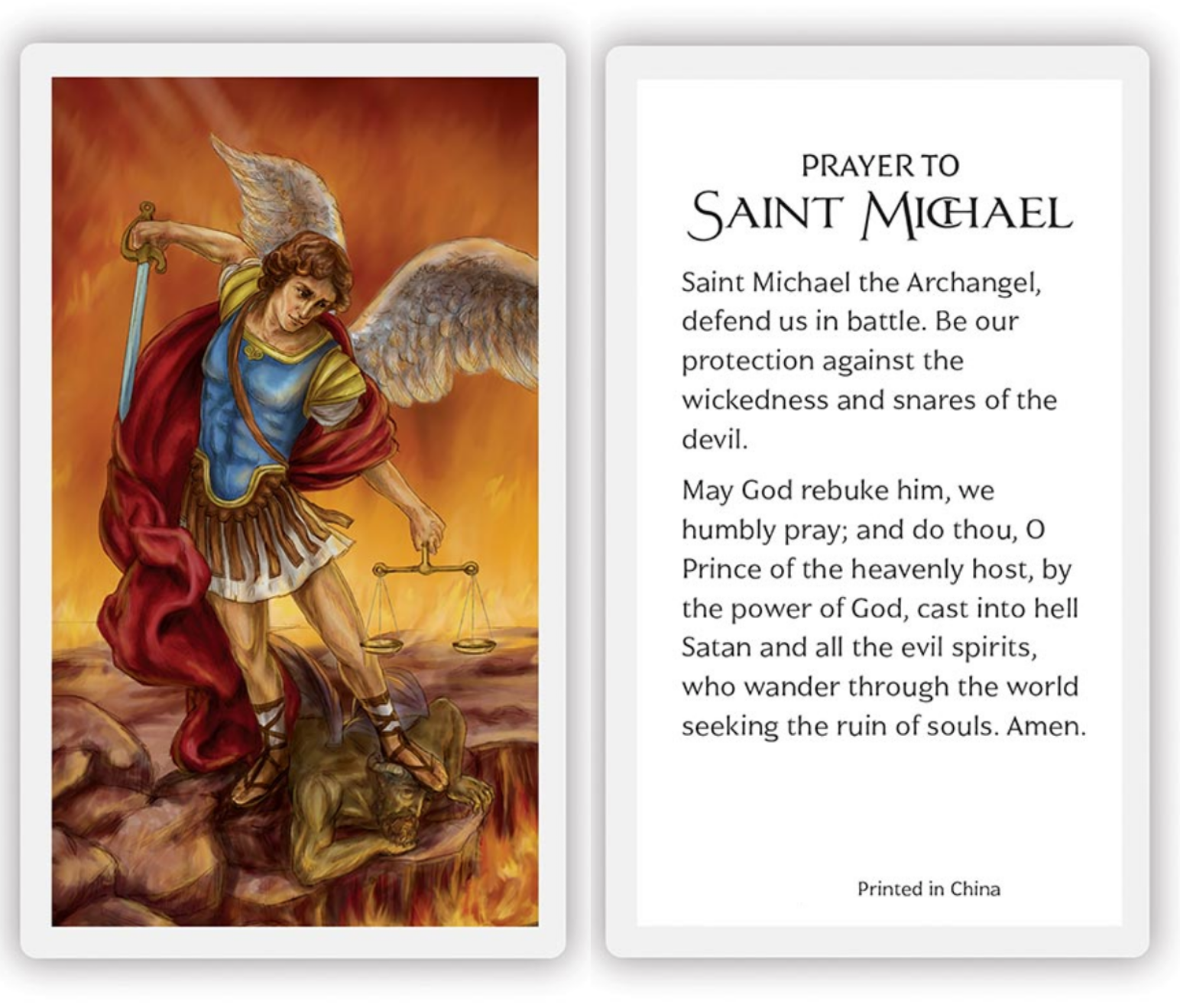 Laminated Saint St. Michael the Archangel Holy Prayer Card 