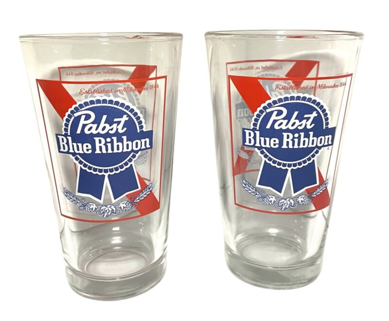 Pabst Blue Ribbon PBR Pint Glasses | Set of Two (2)