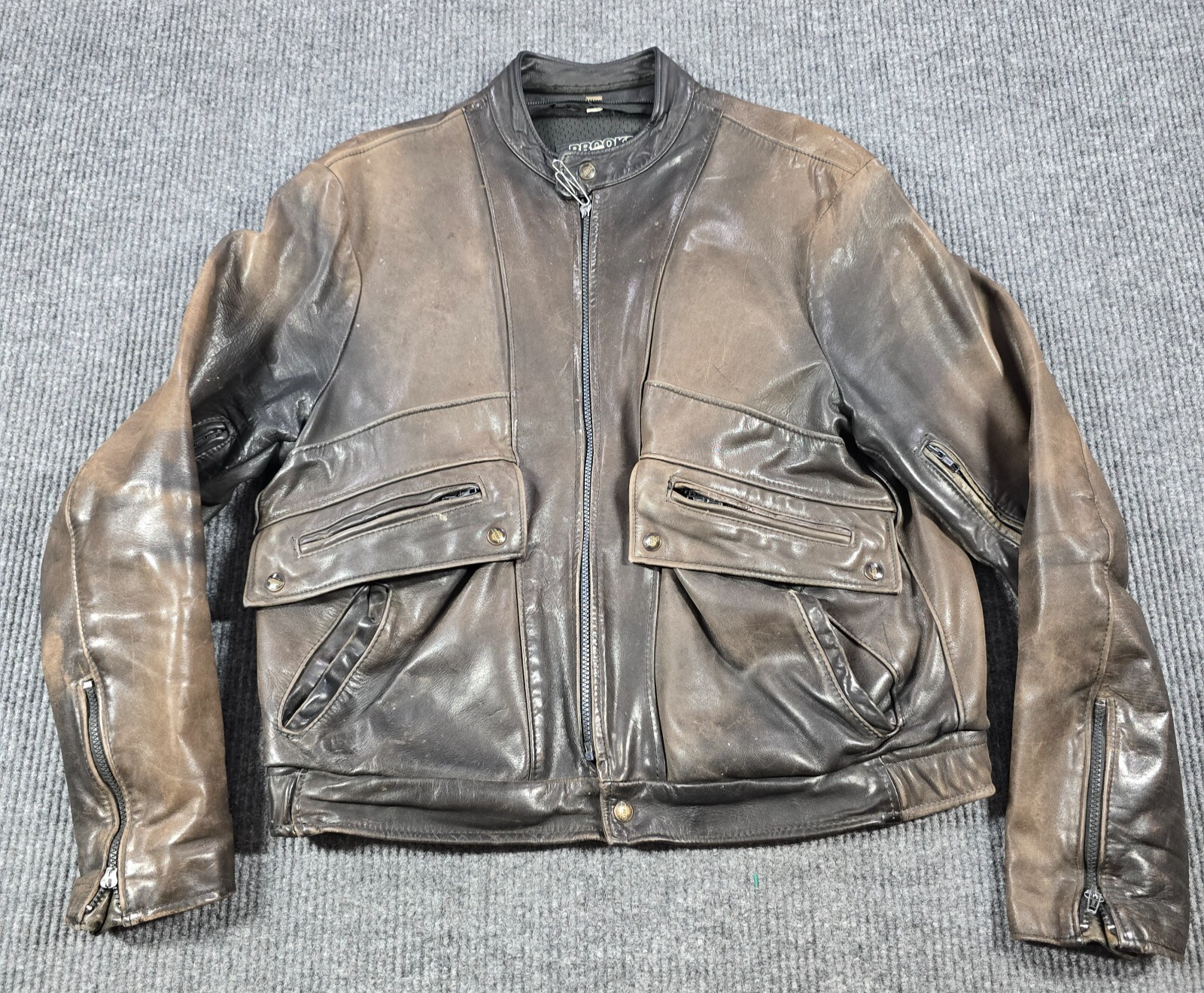 Vintage Brooks Motorcycle Jacket Mens 44 Brown Leather Full
