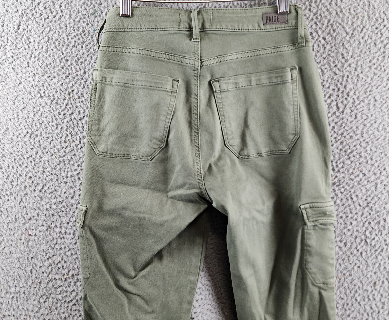 Paige Jolie Skinny Cargo Pants Women's 24 Vintage Ivy Green Zip/Button Closure - Picture 16 of 17