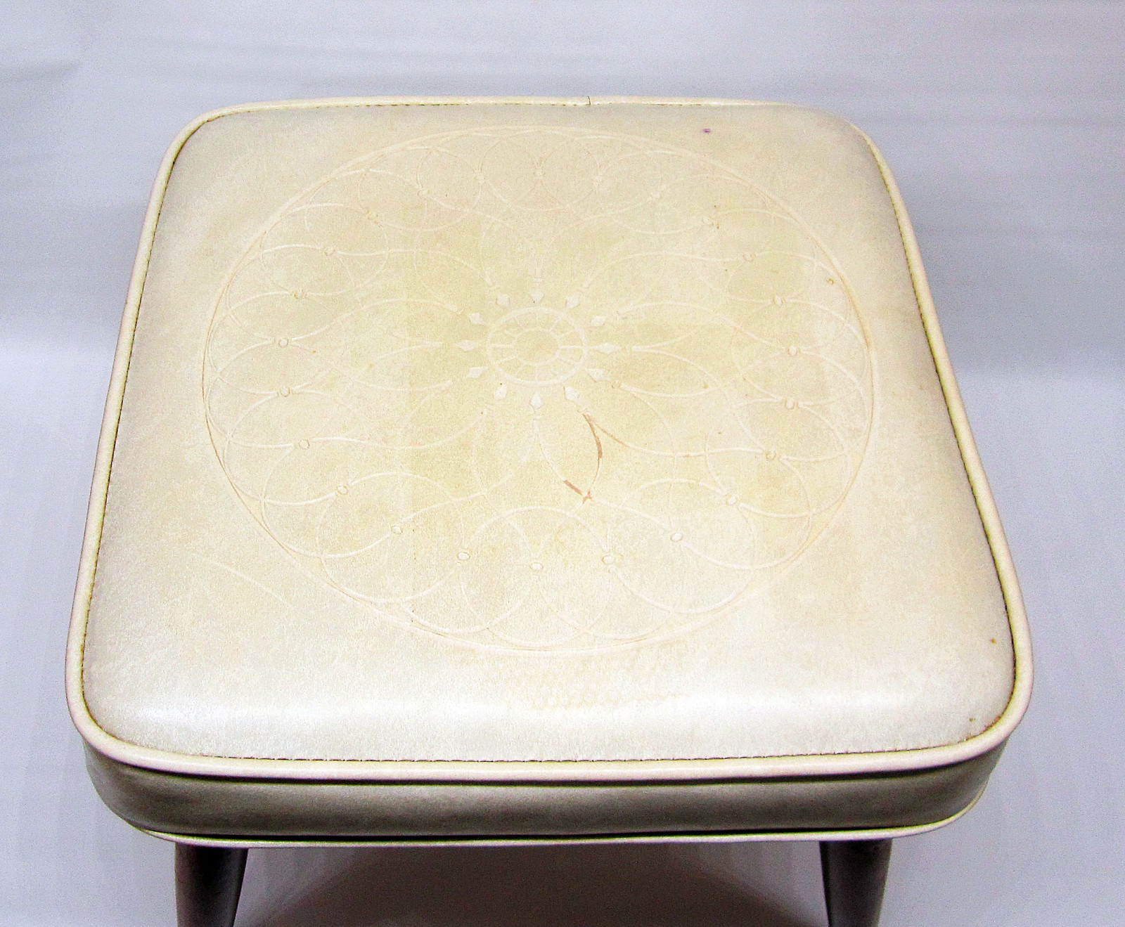 Vintage Mid Century Modern Embossed Foot Stool