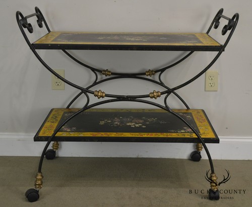 Sarreid Paint Decorated Iron Serving Cart