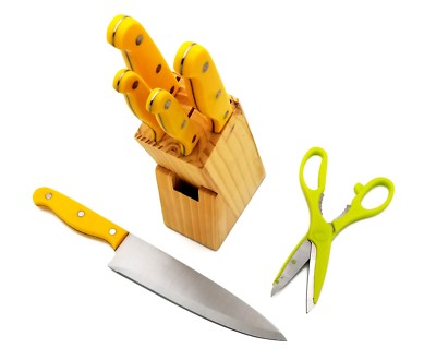 7 Pieces Kitchen Knife Set, 5 Knives, 1 Scissor, 1 Wooden Block