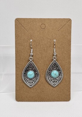 Silver Tone Turquoise Dangle Earrings NEW