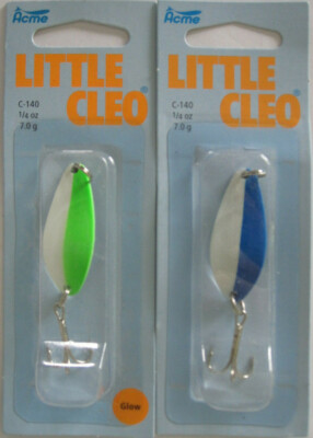 2 Pks.  Acme Tackle LITTLE CLEO - 1/4 oz. - Glow Blue & Glow Green