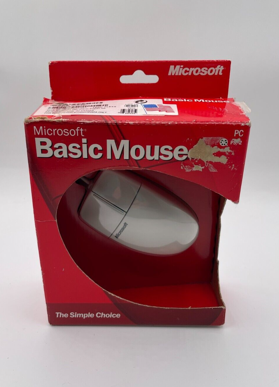Microsoft Basic Mouse 1.0 PS/2 Windows 98 2001 Computer Wired New Vintage Microsoft Basic Mouse 1.0 PS/2 Windows 98 2001 Computer Wired New Vintage